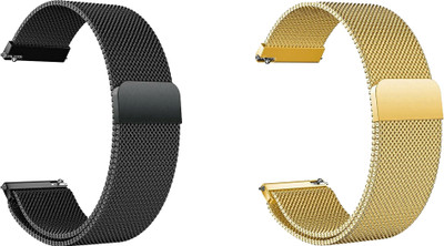 ACM Pack of 2 Watch Strap Magnetic for Pebble Pace Pro (Black/Gold) Smart Watch Strap(Mullti Color)