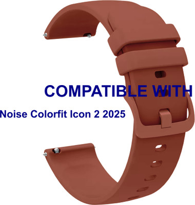 ACM WSM24L22BR3856 Watch Strap Silicone Color Hook 22mm for Noise Colorfit Icon 2 2025 Smartwatch Brown Smart Watch Strap(Brown)