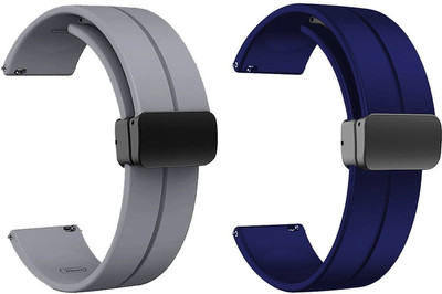 PUNAK 20MM Soft Silicon Magnetic Buckle Smart Watch Strap Smart Watch Strap(Grey, Blue)
