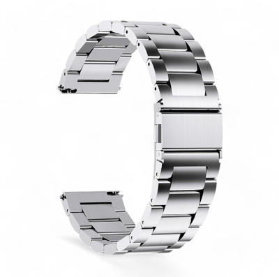 LORENZ 22 MM Silver Stainless Steel Chain Smart Watch Strap(Black)