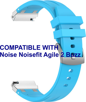 ACM WSM36X22BL2903 Watch Strap Metal Hook Silicone 22mm for Noise Noisefit Agile 2 Buzz Smartwatch Belt Blue Smart Watch Strap(Blue)