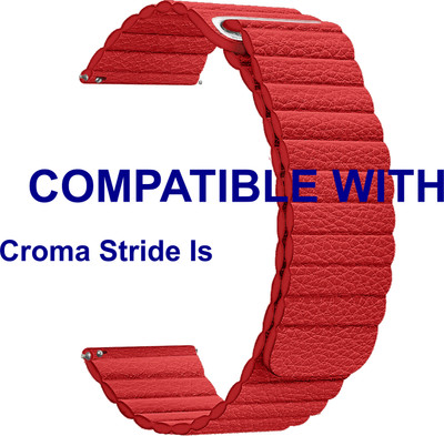 ACM WSM10L22RD3862 Leather Watch Strap 22mm for Croma Stride Is Smartwatch Red Smart Watch Strap(Red)