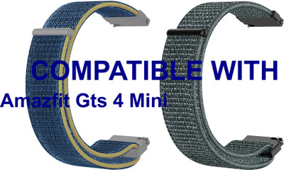 ACM WSM3V20BLGY2721 Pack of 2 Watch Strap Nylon Loop 20mm for Amazfit Gts 4 Mini Smartwatch (Blue/Grey) Smart Watch Strap(Mullti Color)