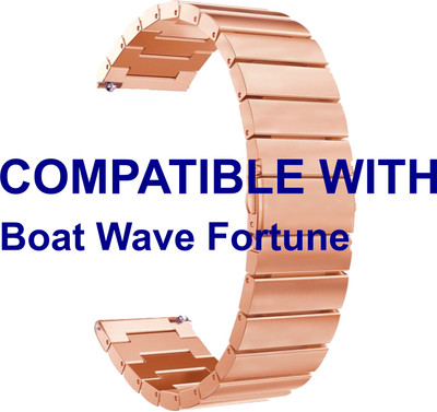 ACM WSM5F22RSG3911 Watch Strap Steel Metal Belt 22mm for Boat Wave Fortune Smartwatch Rose Gold Smart Watch Strap(Gold)