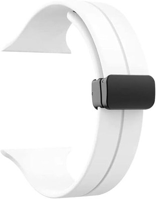 Wrapo Silicone Sport Band Compatible with Apple Watch 38mm 40mm 41mm 42 mm 44 mm 45 mm 49 mm, Magnetic Clasp Adjustable Strap Compatible for iWatch Series SE Series 1-8 Smart Watch Strap(White)