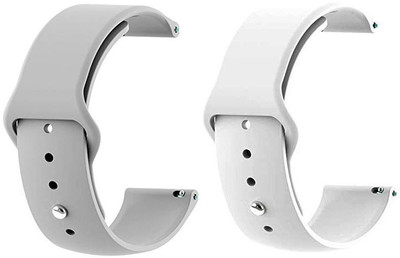 PUNAK 22MM Silicon Smartwatch Band Straps Pack of 2 Smart Watch Strap(Grey, White)