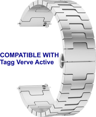 ACM WSM37Y20SL2392 Watch Strap Metal Steel 20mm for Tagg Verve Active Smartwatch Silver Smart Watch Strap(Silver)