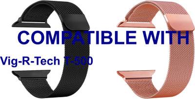 ACM WSM4M40BKRSG1095N1 Pack of 2 Sliding 44mm 49mm Watch Strap Magnetic for Vig-R-Tech T-500 Smartwatch Black/Rose Gold Pink Smart Watch Strap(Mullti Color)