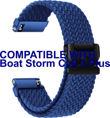 ACM Watch Strap Woven Braided Clipper for Boat Storm Call 3 Plus Smartwatch Blue Smart Watch Strap(Blue)