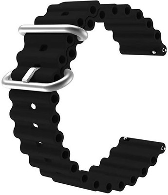BLACK LOVIES 22MM SOFT SILICON SPORT LOOP BELT Smart Watch Strap(Black)