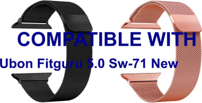 ACM WSM4M40BKRSG1166N3 Pack of 2 Sliding 44mm 49mm Watch Strap Magnetic for Ubon Fitguru 5.0 Sw-71 New Smartwatch Black/Rose Gold Pink Smart Watch Strap(Mullti Color)