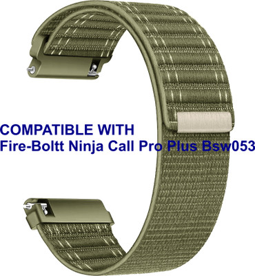 ACM WSM39A20KH2950 Watch Strap Nylon Soft 20mm for Fire-Boltt Ninja Call Pro Plus Bsw053 Smartwatch Belt Khakhi Smart Watch Strap(Green)