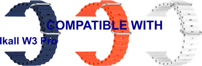 ACM WSM18F40DBLORWT1693 Pack of 3 Sliding 44mm 49mm Watch Strap Silicone Smart for Ikall W3 Pro Smartwatch (Dark Blue/Orange/White) Smart Watch Strap(Mullti Color)