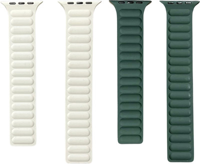 Upthrust Magnet Ease Combat Green & White Ivory 42/44/45/49mm (Pack of 2) Smart Watch Strap(Green, White)