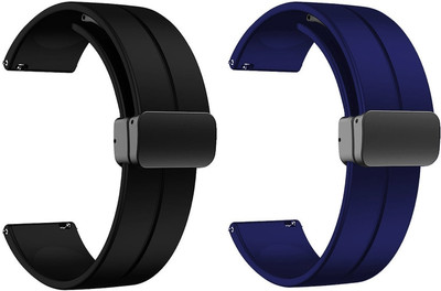 PUNAK 20MM Soft Silicon Magnetic Buckle Smart Watch Strap Smart Watch Strap(Black, Blue)