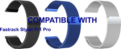 ACM WSM4M22BKBLSL5004 Pack of 3 Watch Strap Magnetic Belt 22mm for |Fastrack Styler Fr1 Pro Smartwatch (Black/Blue/Silver) Smart Watch Strap(Mullti Color)
