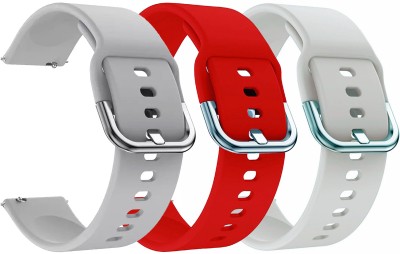 AOnes Pack of 3 Silicone Watch Strap & Metal Buckle for Fire-Boltt Phoenix Bsw049 Belt Smart Watch Strap(Grey, Red, White)