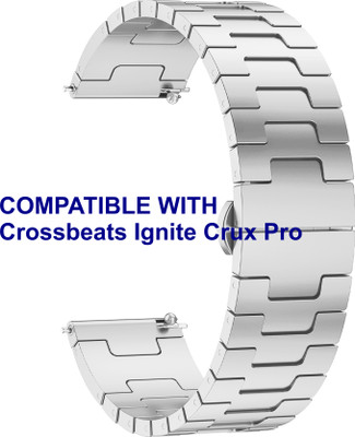 ACM WSM37Y22SL3034 Watch Strap Metal Steel 22mm for Crossbeats Ignite Crux Pro Smartwatch Belt Silver Smart Watch Strap(Silver)