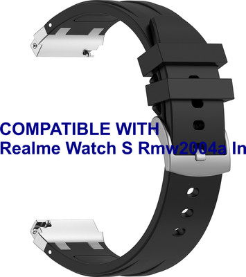 ACM WSM36X22BK1416 Watch Strap Metal Hook Silicone 22mm for Realme Watch S Rmw2004a In Smartwatch Black Smart Watch Strap(Black)