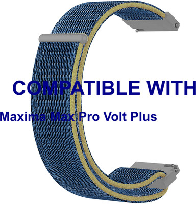 ACM WSM3V22BL3855 Watch Strap Nylon Loop 22mm for Maxima Max Pro Volt Plus Smartwatch Blue Smart Watch Strap(Blue)