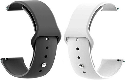 PUNAK 20MM Silicon Smartwatch Band Strap Pack of 2 Smart Watch Strap(Black, White)