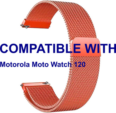 ACM WSM4M22OR3896 Watch Strap Magnetic Belt 22mm for New Motorola Moto Watch 120 Smartwatch Orange Smart Watch Strap(Orange)