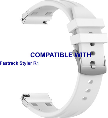 ACM WSM36X22WT5005 Watch Strap Metal Hook Silicone Belt 22mm for Fastrack Styler R1 Smartwatch White Smart Watch Strap(White)