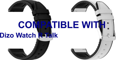 ACM WSM33U22BKWT2825 Pack of 2 Watch Strap Leather Silicone 22mm for Dizo Watch R Talk Smartwatch (Black/White) Smart Watch Strap(Mullti Color)