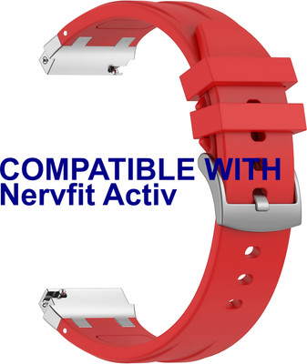 ACM Watch Strap Metal Hook Silicone for Nervfit Activ Smartwatch Red Smart Watch Strap(Red)