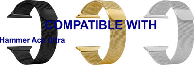 ACM WSM4M40BKGLSL1586N1 Pack of 3 Sliding 44mm 49mm Watch Strap Magnetic for Hammer Ace Ultra Smartwatch Black/Champagne Gold/Silver Smart Watch Strap(Mullti Color)