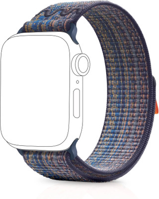 NECESORIES Nylon Weave Velcro Band Compatible with Iwatch strap 42(Series 10)/41/40/38mm Smart Watch Strap(Blue)