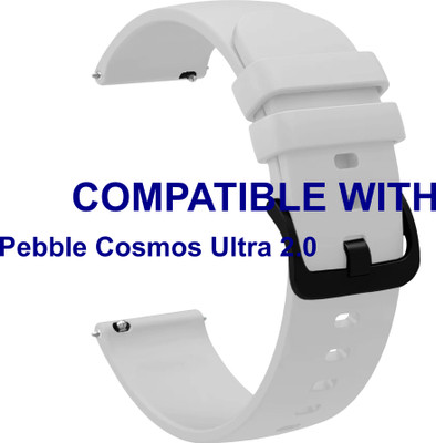 ACM WSM25M22WT3920 Watch Strap Silicone Hook Belt 22mm for Pebble Cosmos Ultra 2.0 Smartwatch White Smart Watch Strap(White)