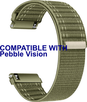 ACM WSM39A22KH3493 Watch Strap Nylon Soft 22mm for Pebble Vision Smartwatch Belt Khakhi Smart Watch Strap(Green)