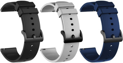 PUNAK 22MM Silicon Smart Watch Strap PACK OF 3 Smart Watch Strap(Black, Grey, Blue)