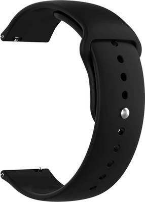 ACM Watch Strap Silicone Belt 20mm for |Noise Colorfit Qube O2 Smartwatch Black Smart Watch Strap