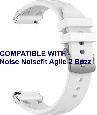 ACM WSM36X22WT2903 Watch Strap Metal Hook Silicone 22mm for Noise Noisefit Agile 2 Buzz Smartwatch Belt White Smart Watch Strap(White)