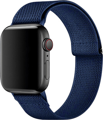 DailyObjects Blue lite Elastic Lightweight Loop Nylon WatchBands/Straps Compatible with Apple Watch 38mm/40mm/41mm | Sporty Adjustable Strap with Premium Steel Slider Clip closure Strap for Apple iWatch Ultra Series SE 8 7 6 5 4 3 2 1 (Watch NOT Included) Smart Watch Strap(Blue)