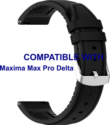 ACM WSM33U22BK3913 Watch Strap Leather Silicone Belt 22mm for |Maxima Max Pro Delta Smartwatch Black Smart Watch Strap(Black)