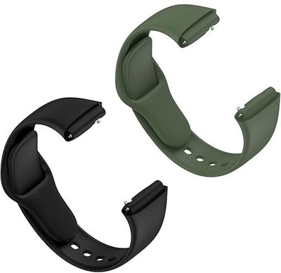 RUPELIK Soft Silicone Classic Strap for Red_ m Watch 3 Active/Watch 3 Lite(Pack Of 2) Smart Watch Strap(Black)