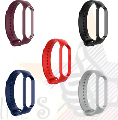 Like Star Soft Silicone Band Strap Pack Of 5Pcs For Xiaomi MI Band 5 & Xiaomi MI Band 6 Smart Band Strap(Black, Blue, Grey, Red, Red)