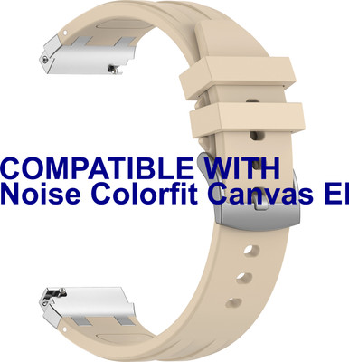 ACM Watch Strap Metal Hook Silicone for Noise Colorfit Canvas Elite Smartwatch Starlight Smart Watch Strap(White)