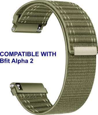 ACM WSM39A22KH2179 Watch Strap Nylon Soft 22mm for Bfit Alpha 2 Smartwatch Khakhi Smart Watch Strap(Green)