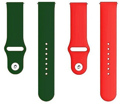 BLACK LOVIES 20 MM Soft Silicon Smartwatch Strap Compatible With BO_AT Vertex Smart Watch Strap(Green, Red)