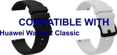 ACM WSM25M22BKWT1119 Pack of 2 Watch Strap Silicone Hook 22mm for Huawei Watch 2 Classic Smartwatch (Black/White) Smart Watch Strap(Mullti Color)