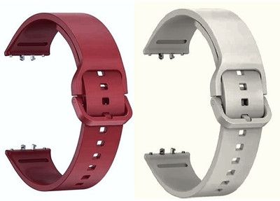 RUPELIK Flexible Silicone Replacement Strap Compatible With Sam Galaxy Fit 3 (Pack Of 2) Smart Watch Strap(Red, Grey)