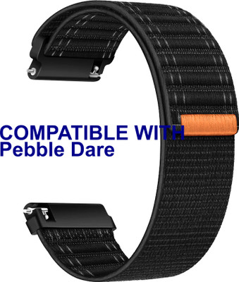 ACM WSM39A22BK3523 Watch Strap Nylon Soft 22mm for Pebble Dare Smartwatch Belt Black Smart Watch Strap(Black)