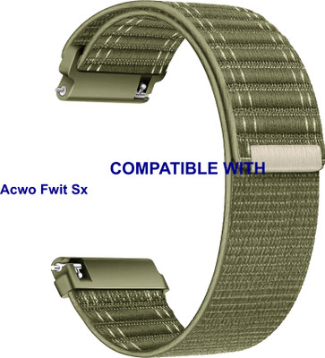 ACM WSM39A22KH3811 Watch Strap Nylon Soft 22mm for New |Acwo|| Fwit Sx Smartwatch Khakhi Smart Watch Strap(Green)