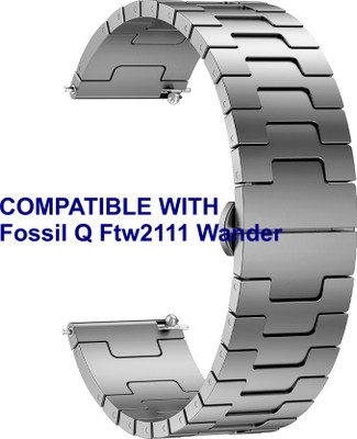 ACM WSM37Y22GY1062 Watch Strap Metal Steel 22mm for Fossil Q Ftw2111 Wander Smartwatch Grey Smart Watch Strap(Grey)