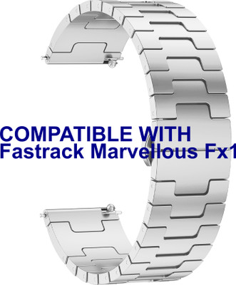 ACM Watch Strap Metal Steel for Fastrack Marvellous Fx1 Smartwatch Silver Smart Watch Strap(Silver)