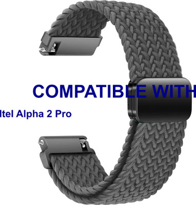 ACM WSM26N22GY3894 Watch Strap Woven Braided Magnetic Belt 22mm for New Itel Alpha 2 Pro Smartwatch Grey Smart Watch Strap(Grey)